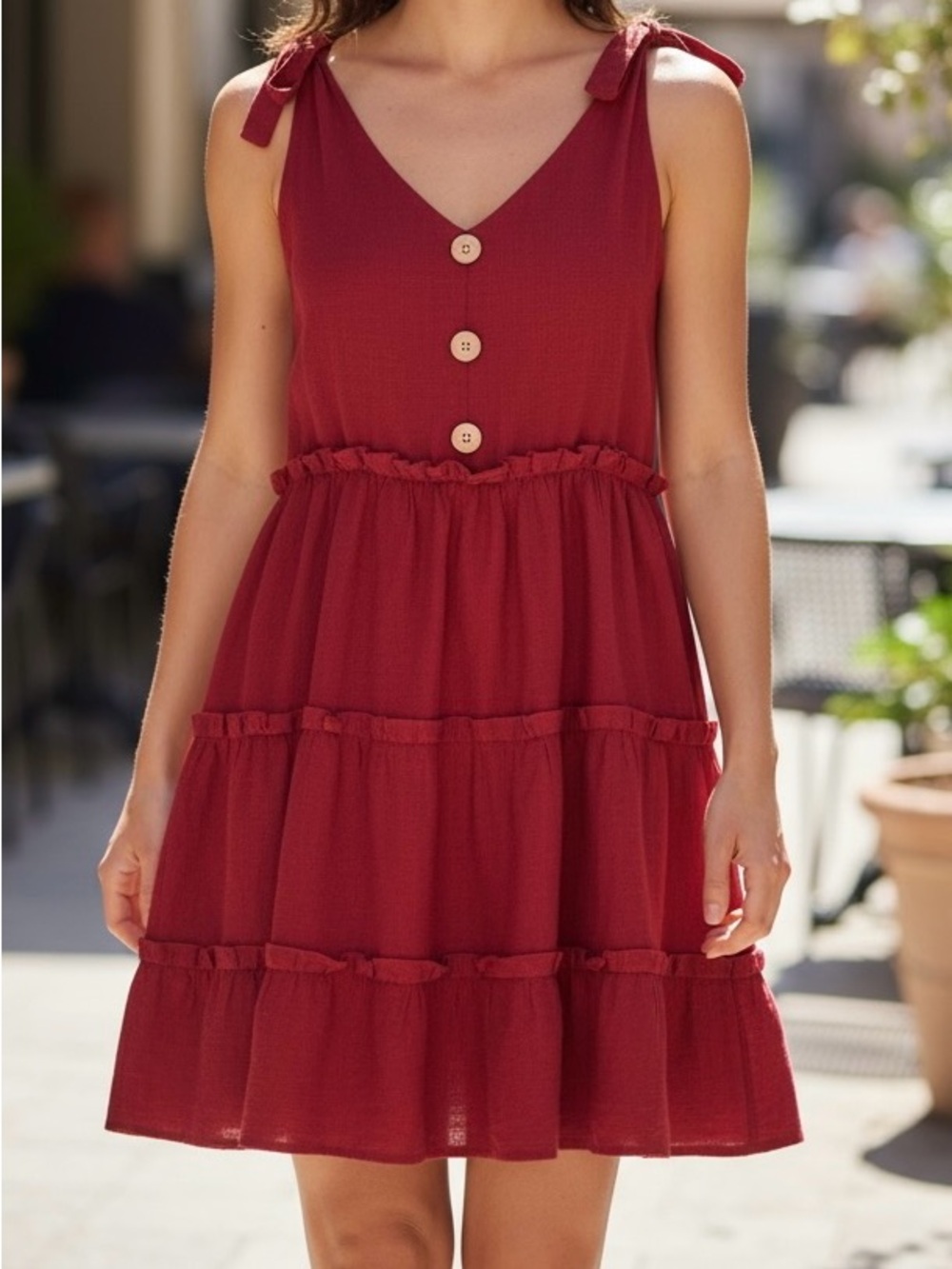 Tie-Shoulder Tiered Sundress